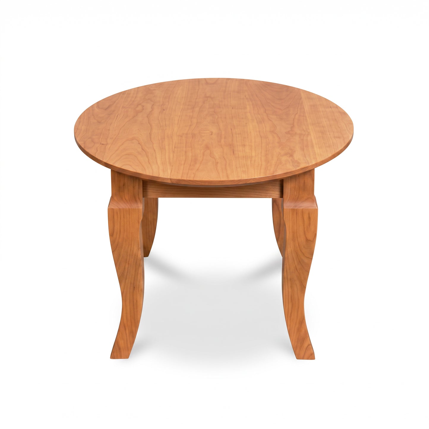 Lyndon Furniture French Country Oval Coffee Table featuring four curved legs, handcrafted in Vermont from solid wood, American made quality.