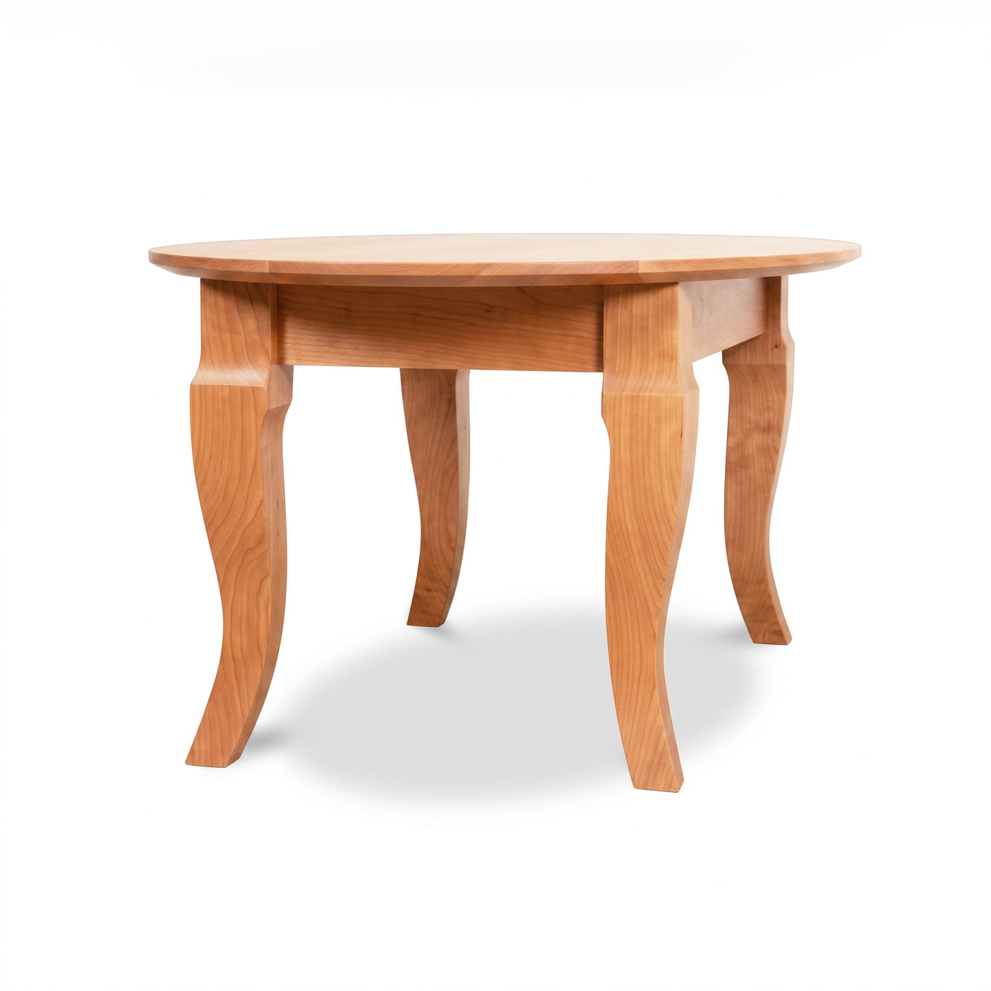 French Country Oval Coffee Table by Lyndon Furniture with four curved legs, handcrafted in Vermont, American made, high quality wood furniture.