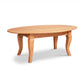 Lyndon Furniture French Country Oval Coffee Table with elegant curved legs, crafted in Vermont from solid wood, American made and artisanal quality.