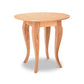 Lyndon Furniture French Country Round End Table with four curved legs and solid wood construction.