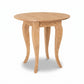 Lyndon Furniture French Country Round End Table with four elegant curved legs in handcrafted American hardwood, showcasing fine Vermont craftsmanship.