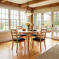 Lyndon Furniture French Country Round Solid Top Table with four matching chairs, expertly crafted in America from solid wood.