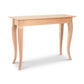 Lyndon Furniture French Country Sofa Table with a light solid hardwood top and elegant curved legs, showcasing fine American craftsmanship.