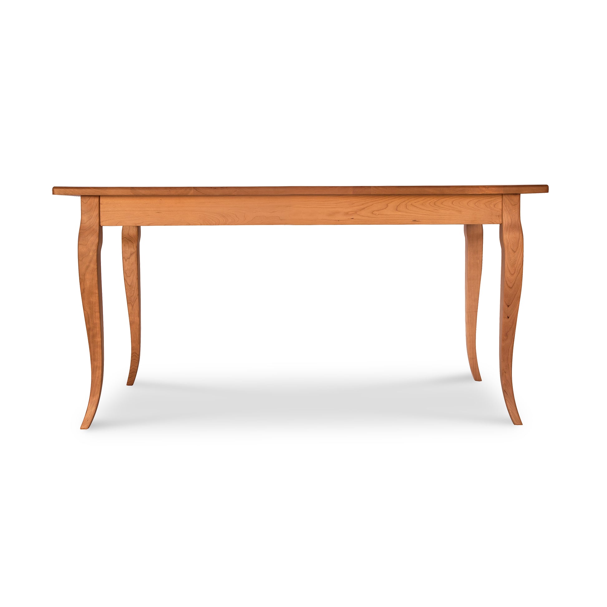 French Country Solid Top Dining Table with elegant curved legs, handcrafted from sustainable hardwoods by Lyndon Furniture in Vermont.
