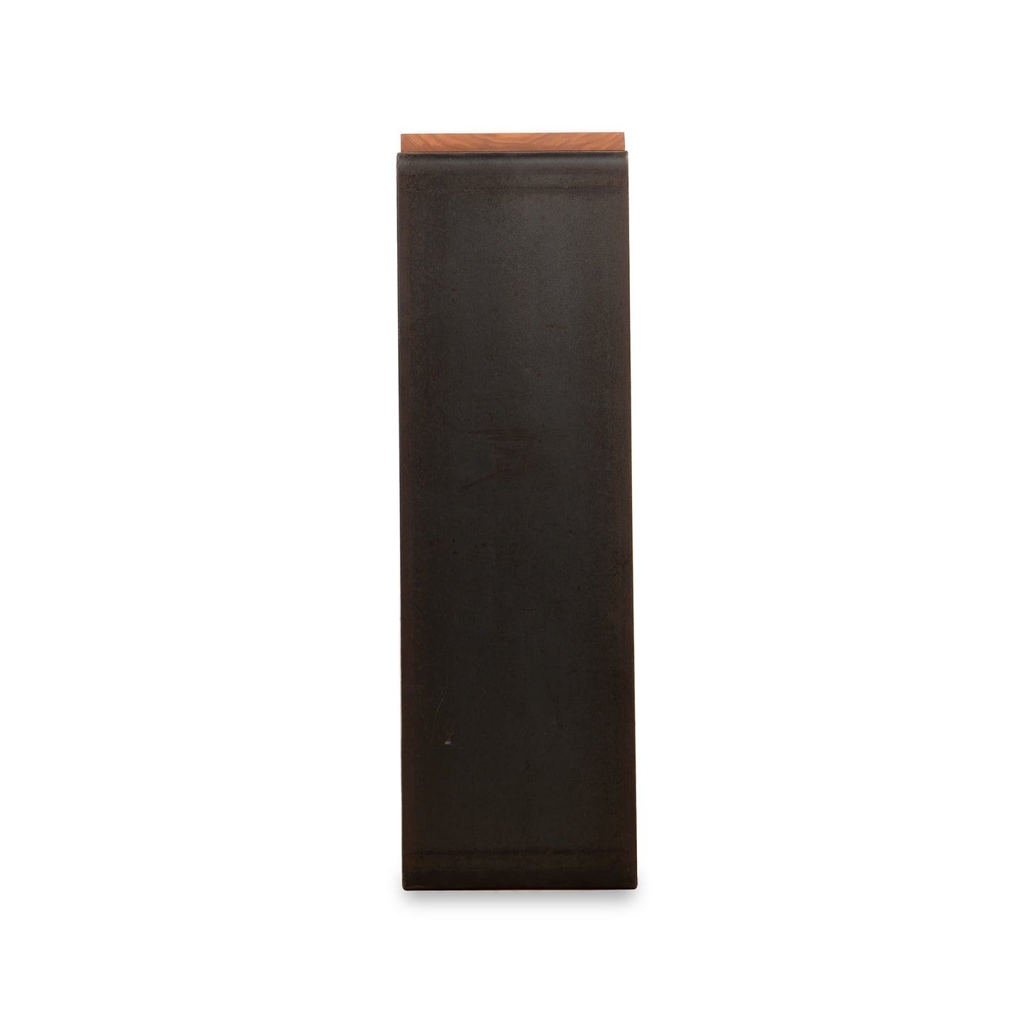 Vermont Woods Studios G Table with a dark wood front and slim light accent on top, highlighting its sleek, modern design.