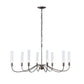 Grace 8-Arm Chandelier by Hubbardton Forge with eight candle lights and clear glass shades, elegantly suspended, adding a sophisticated touch to any room.
