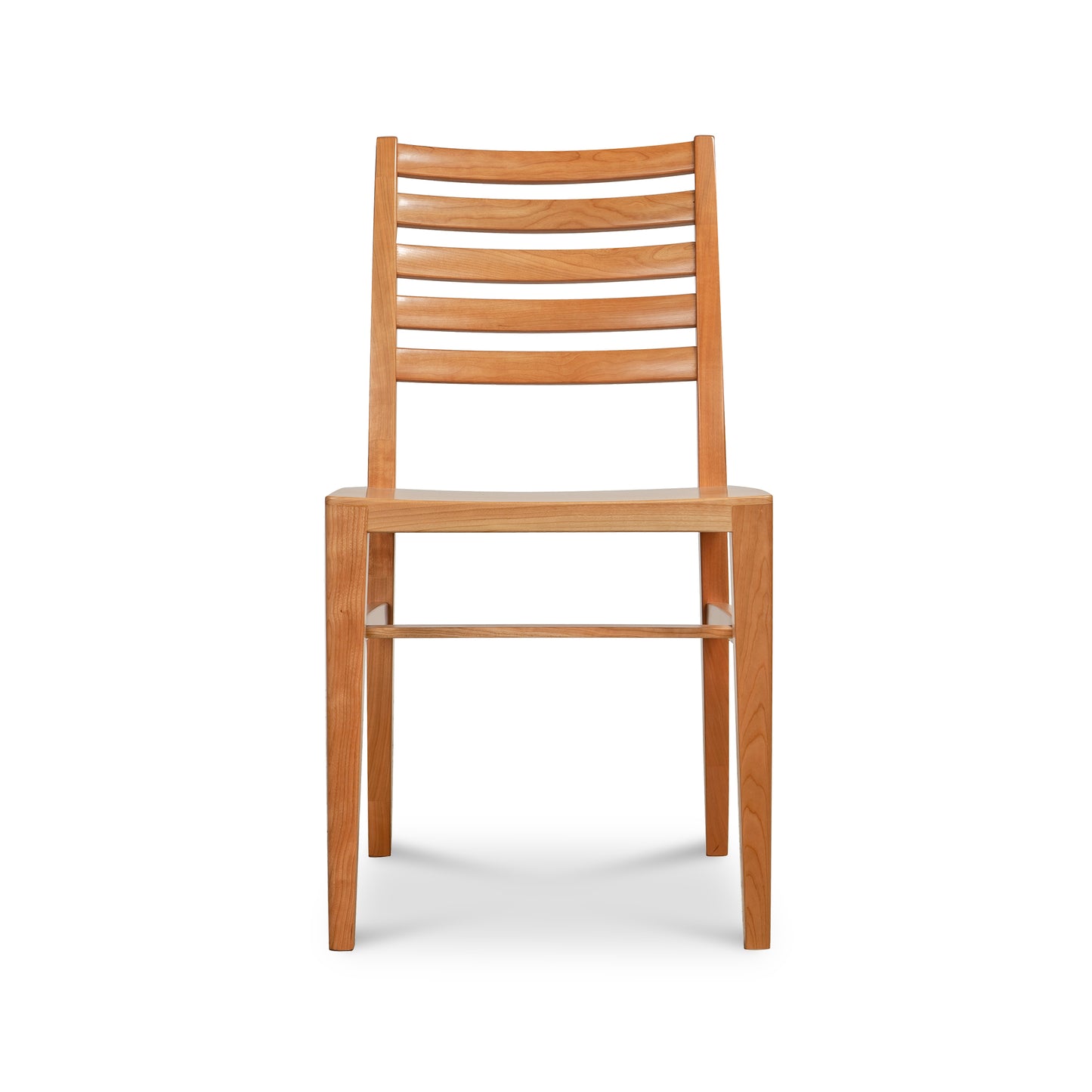 Vermont Woods Studios Grafton Chair in natural wood with ladder-back design, sturdy four legs, and flat seat, handcrafted in the USA.