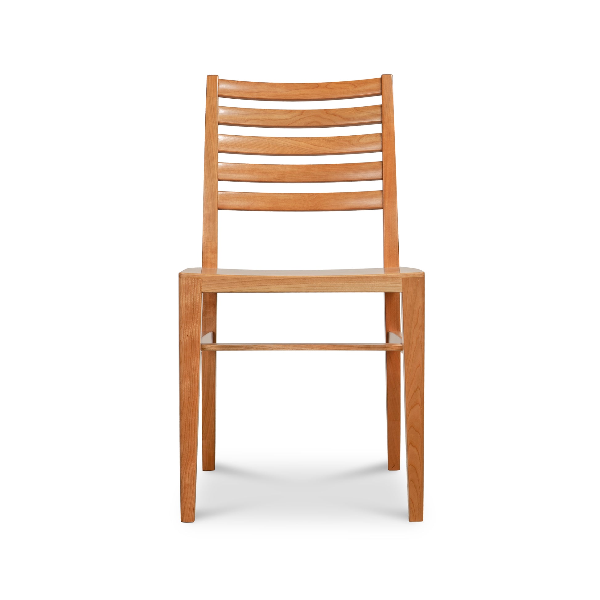 Vermont Woods Studios Grafton Chair in natural wood with ladder-back design, sturdy four legs, and flat seat, handcrafted in the USA.