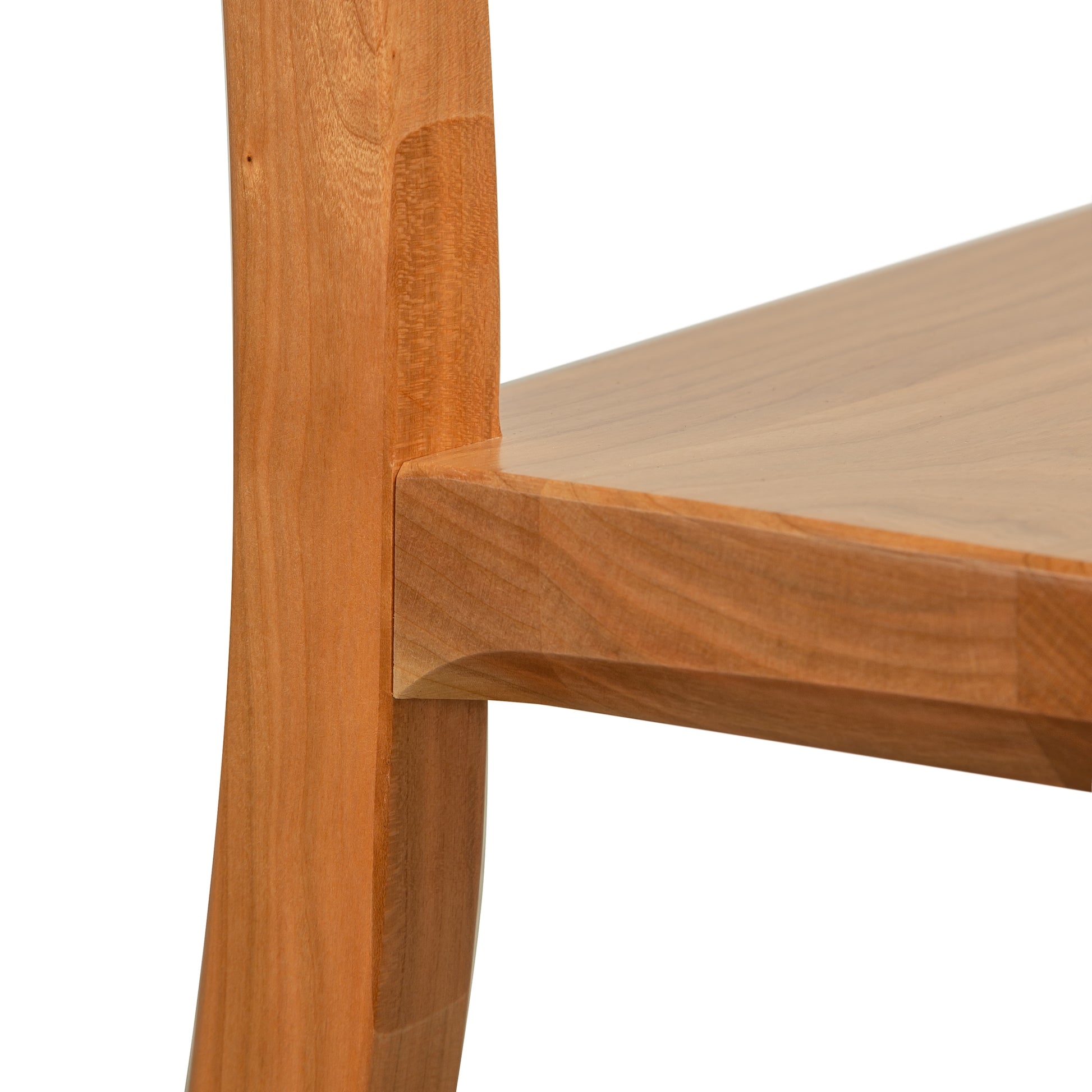 Detailed close-up of the Grafton Chair by Vermont Woods Studios, showcasing expert craftsmanship and natural wood joinery on seat and backrest.