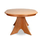 Lyndon Furniture Hampton Split Pedestal Extension Table with round solid wood top and distinctive pedestal base in natural finish, handcrafted in Vermont.