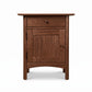 Heartwood Shaker 1-Drawer Nightstand with Door, handcrafted in solid wood by Vermont Furniture Designs, highlighting its simple, timeless design.
