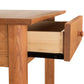 Heartwood Shaker Open Shelf Nightstand by Vermont Furniture Designs, handcrafted in solid wood, highlighting the nightstand’s design and storage shelf.