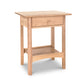 Vermont Furniture Designs Heartwood Shaker Open Shelf Nightstand without drawer, handcrafted solid wood furniture with open shelving.