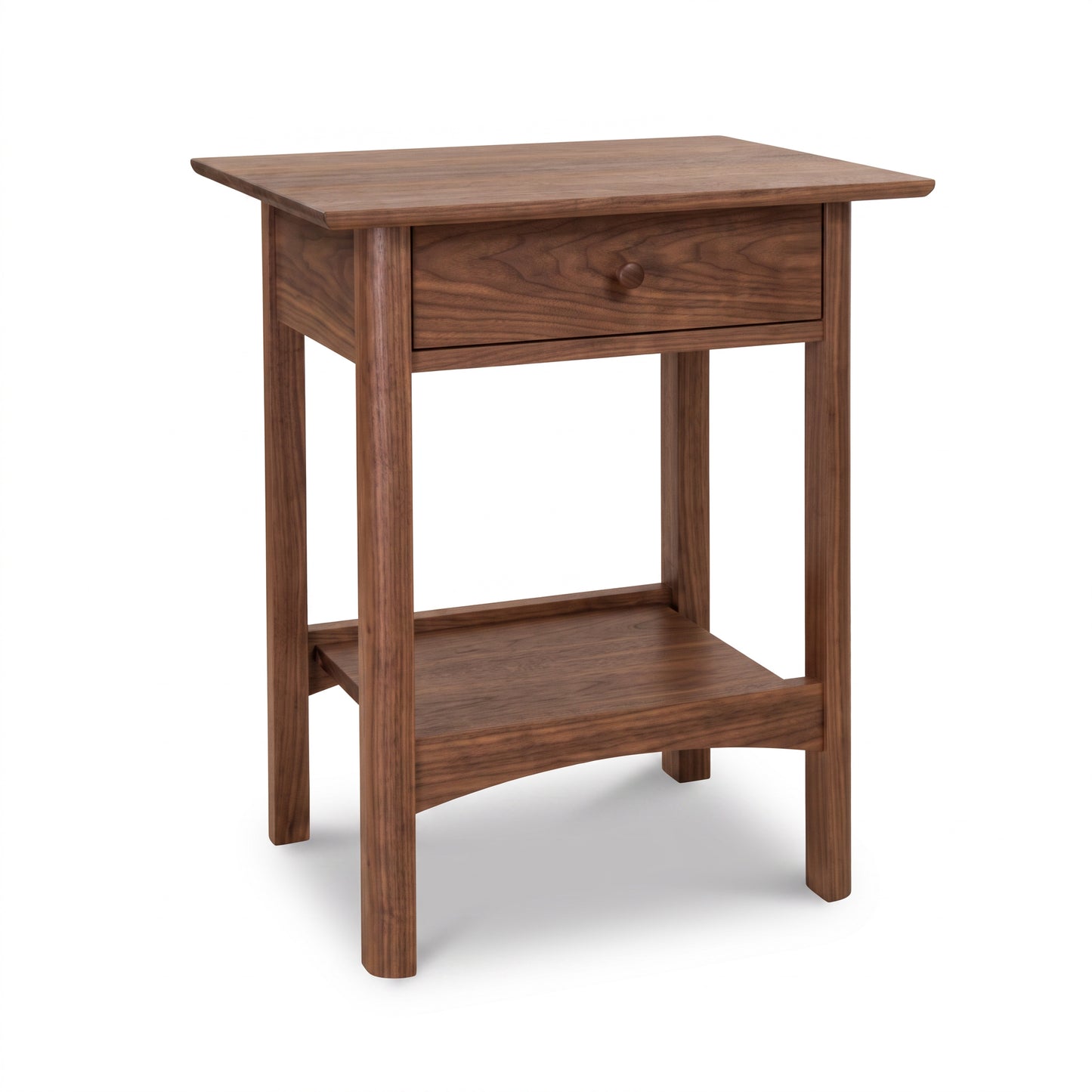 Heartwood Shaker 1-Drawer Open Shelf Nightstand by Vermont Furniture Designs, handcrafted in solid wood with classic Shaker styling.