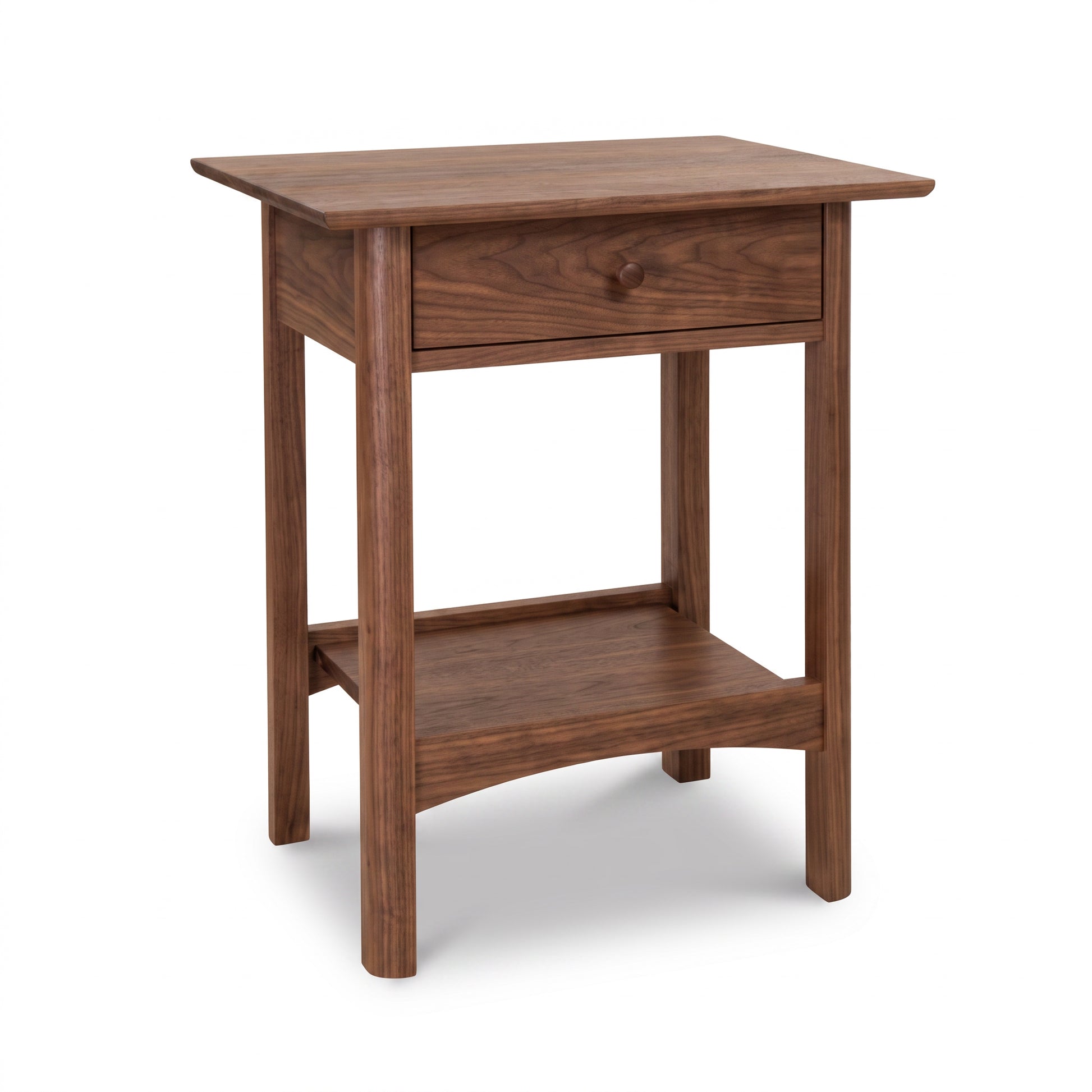 Heartwood Shaker 1-Drawer Open Shelf Nightstand by Vermont Furniture Designs, handcrafted in solid wood with classic Shaker styling.