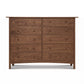 Heartwood Shaker 10-Drawer Dresser by Vermont Furniture Designs, handmade in Vermont with two rows of five drawers and minimalist round wooden knobs.