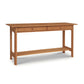 Heartwood Shaker 2-Drawer Console Table crafted from light brown solid wood with classic design, two drawers, and lower shelf.