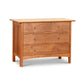 Heartwood Shaker 3-Drawer Chest by Vermont Furniture Designs with a natural wood finish, round knobs, and four short legs.