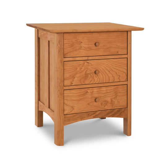 Heartwood Shaker 3-Drawer Nightstand by Vermont Furniture Designs featuring round knobs and eco-friendly craftsmanship.