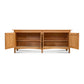 Heartwood Shaker 4-Door Console by Vermont Furniture Designs, handcrafted wood with eco-friendly oil finish, features detailed craftsmanship and functional inner shelves.