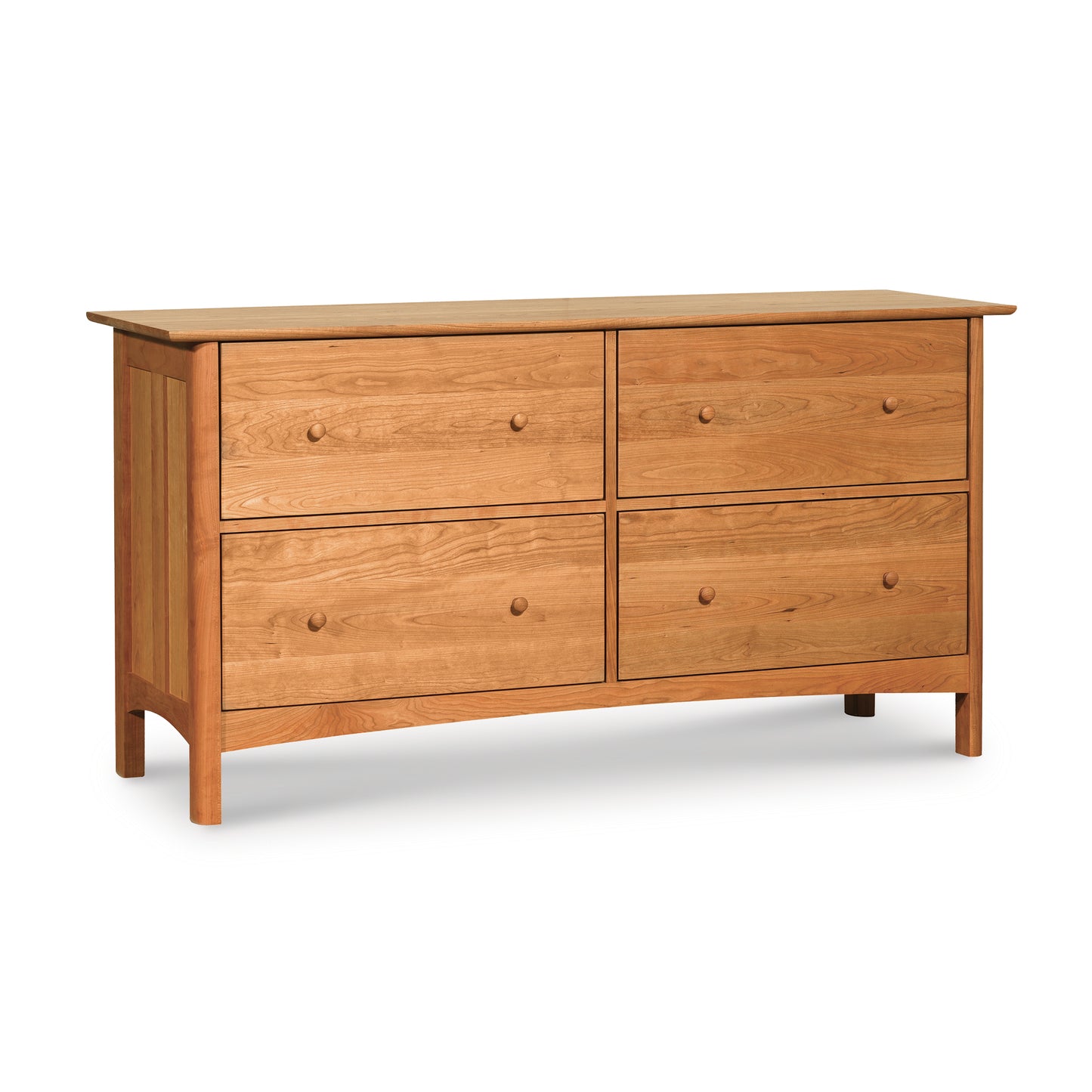 Heartwood Shaker 4-Drawer Lateral File Cabinet in natural wood finish, featuring clean lines and classic Shaker design by Vermont Furniture Designs.