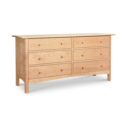 Heartwood Shaker 6-Drawer Dresser by Vermont Furniture Designs, handcrafted in solid hardwood with a 2x3 drawer layout, American made.