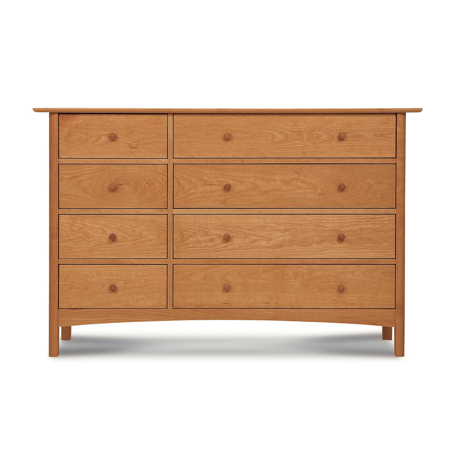 Vermont Furniture Designs Heartwood Shaker 8-Drawer Dresser #2 features round knobs and expert craftsmanship in solid wood.