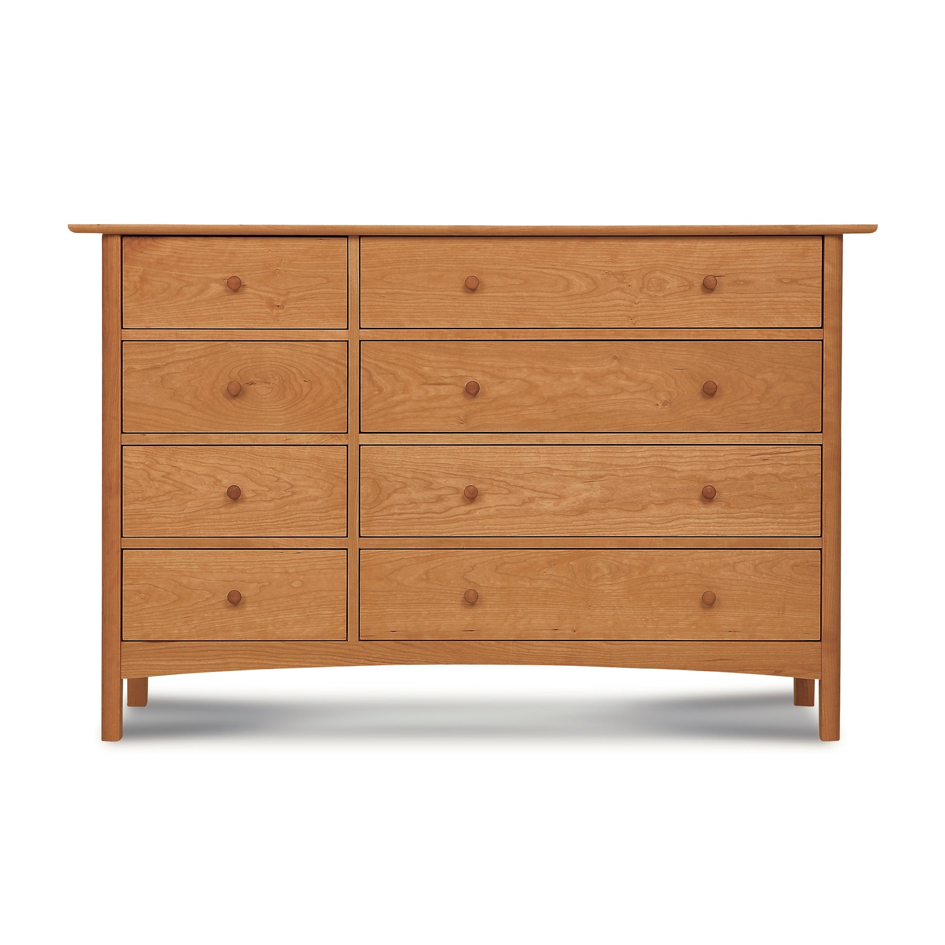 Vermont Furniture Designs Heartwood Shaker 8-Drawer Dresser #2 features round knobs and expert craftsmanship in solid wood.