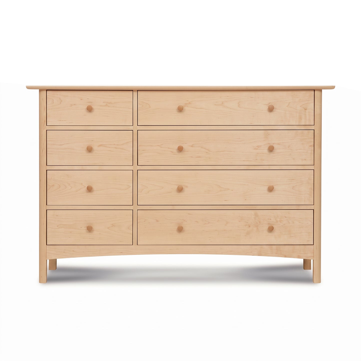 Heartwood Shaker 8-Drawer Dresser by Vermont Furniture Designs, featuring eight drawers with wooden knobs, handcrafted from solid wood.