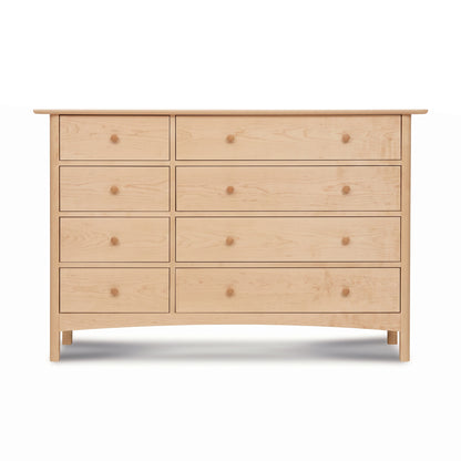Heartwood Shaker 8-Drawer Dresser by Vermont Furniture Designs, featuring eight drawers with wooden knobs, handcrafted from solid wood.