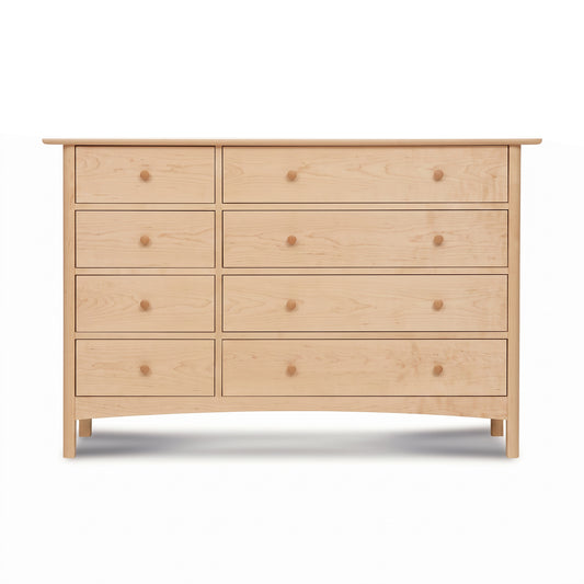 Heartwood Shaker 8-Drawer Dresser by Vermont Furniture Designs, featuring eight drawers with wooden knobs, handcrafted from solid wood.