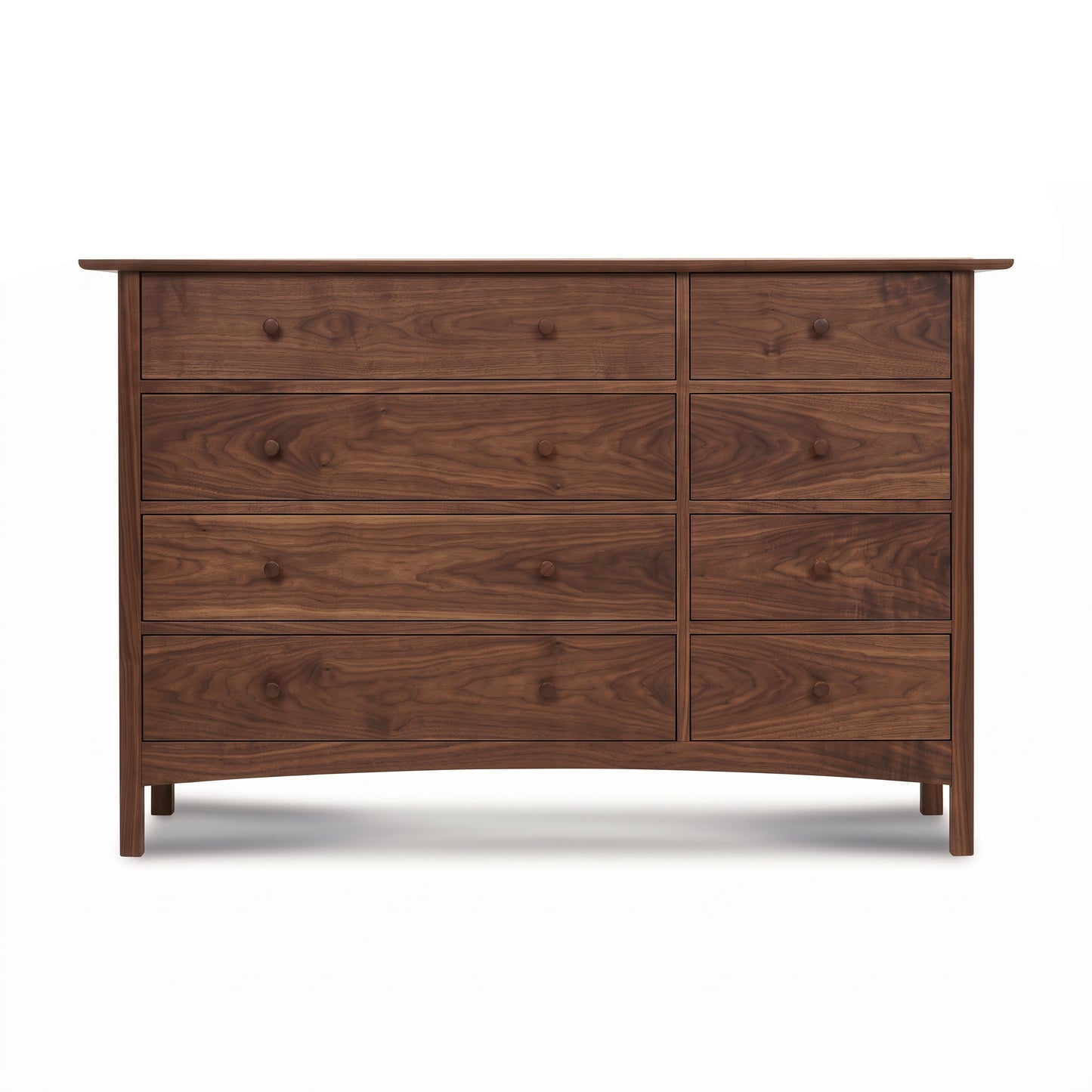 Heartwood Shaker 8-Drawer Dresser by Vermont Furniture Designs, crafted from solid hardwood with visible natural wood grain and eight large drawers.