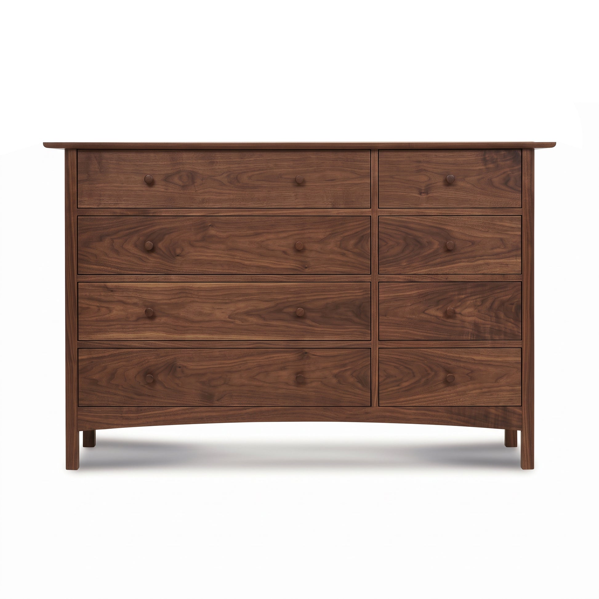 Heartwood Shaker 8-Drawer Dresser by Vermont Furniture Designs, crafted from solid hardwood with visible natural wood grain and eight large drawers.