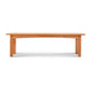 Heartwood Shaker Bench by Vermont Furniture Designs with four legs and eco-friendly finishes, showcased from the front.