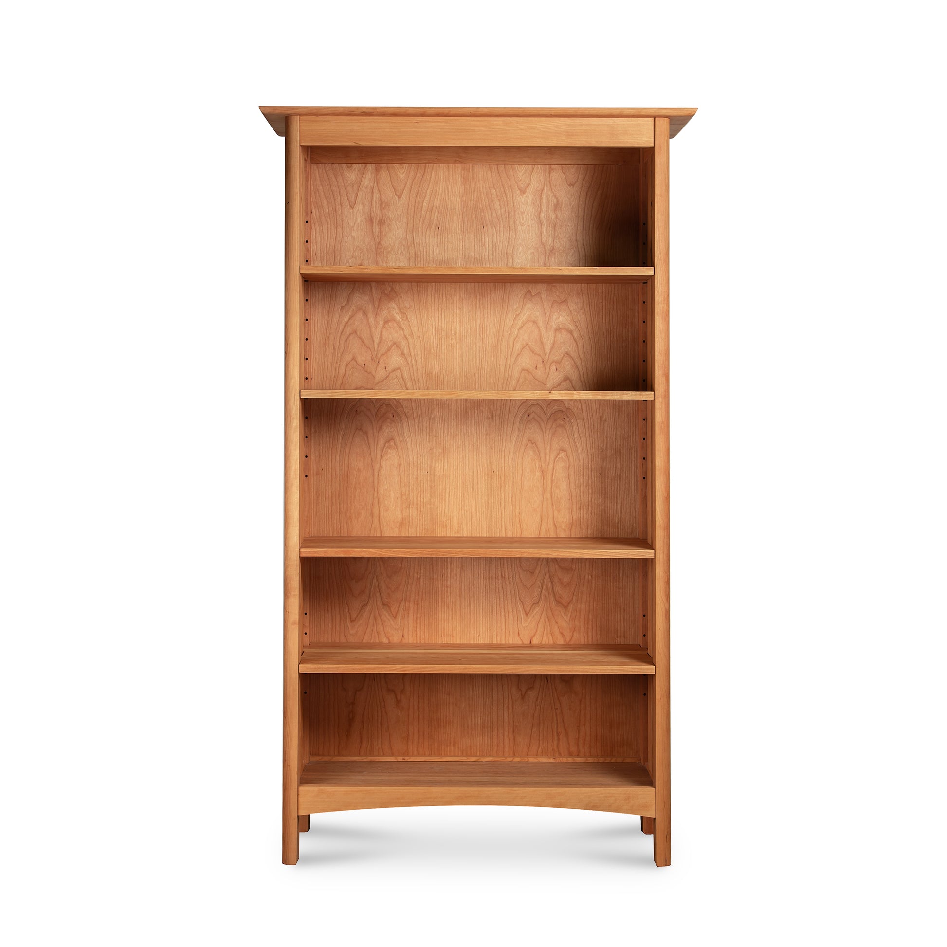 Heartwood Shaker Custom Bookcase by Vermont Furniture Designs featuring five shelves and a natural finish, crafted in America from solid wood.