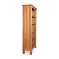 Heartwood Shaker Custom Bookcase by Vermont Furniture Designs with five solid wood shelves and vertical grain side panels, crafted in America.