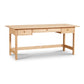 Heartwood Shaker Campaign Desk by Vermont Furniture Designs with three drawers and a light wood Modern Shaker finish, American made.