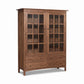 Heartwood Shaker China Cabinet by Vermont Furniture Designs with glass doors and four drawers, handcrafted in Vermont from quality hardwood.