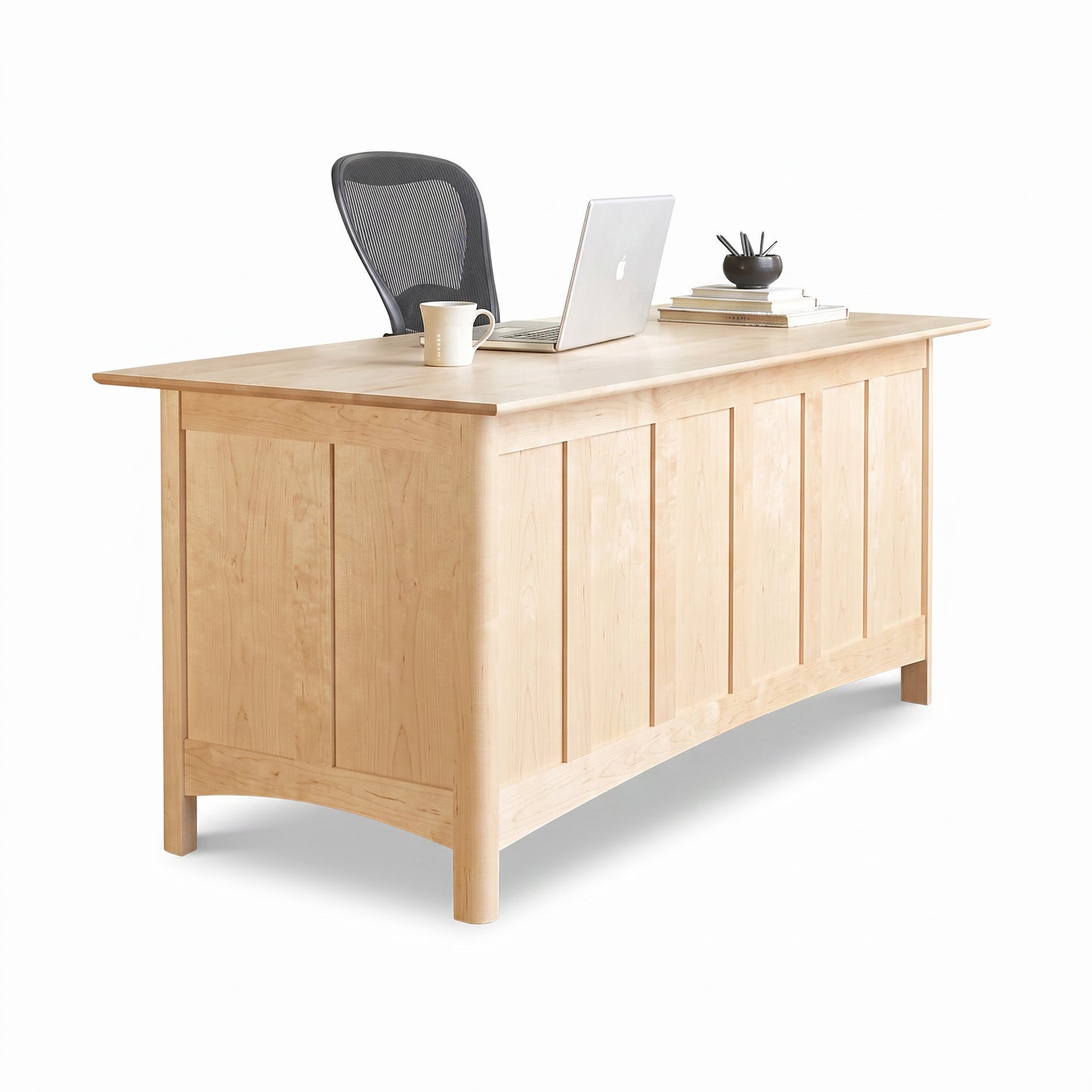 Heartwood Shaker Executive Desk by Vermont Furniture Designs showcases quality craftsmanship and elegant design, featuring subtle office accessories.
