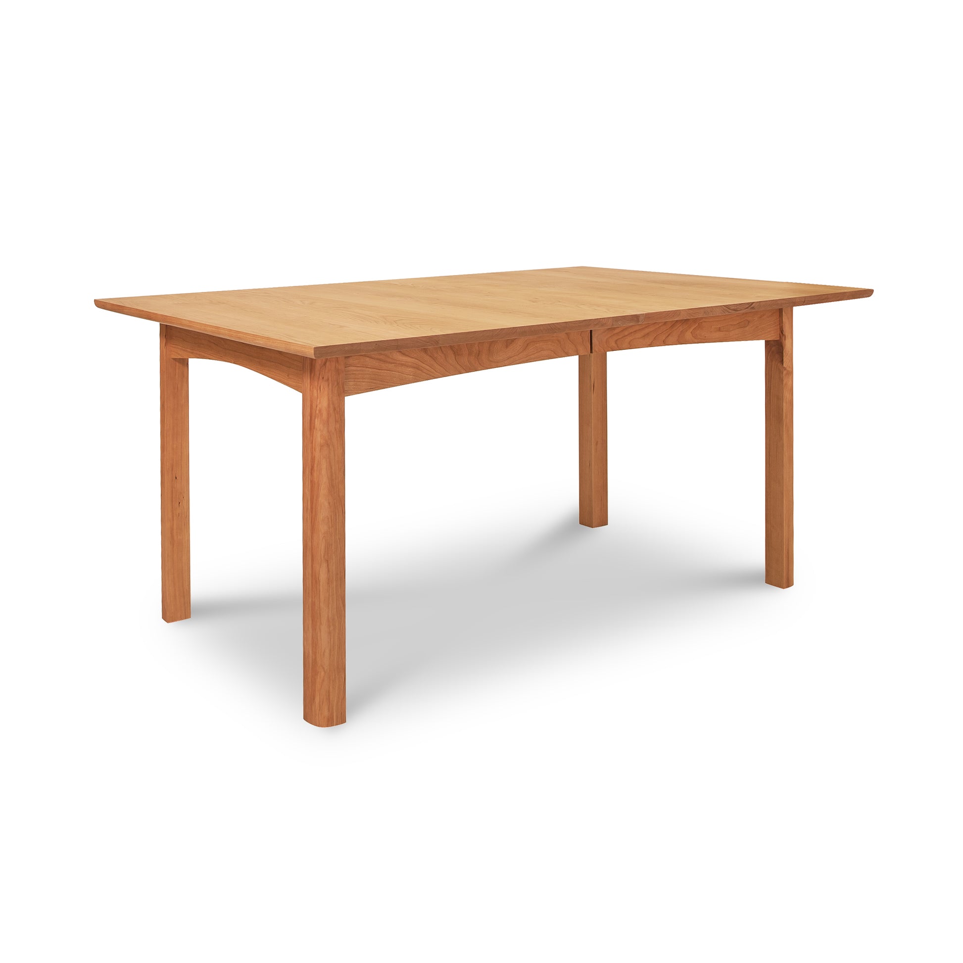 Heartwood Shaker Extension Dining Table with four straight legs and an eco-friendly oil finish, handcrafted by Vermont Furniture Designs.