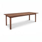 Heartwood Shaker Extension Dining Table by Vermont Furniture Designs with four straight legs, crafted in solid wood, shown standalone.