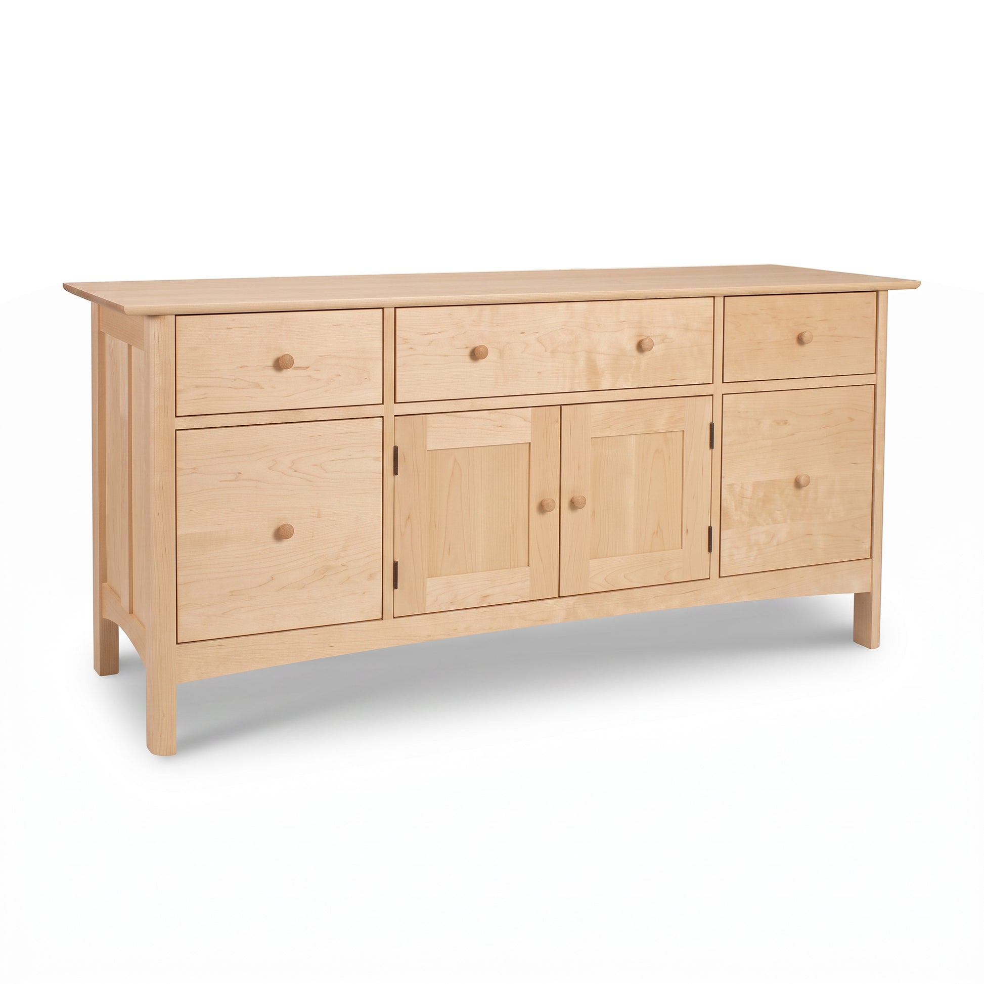 Handmade Heartwood Shaker File Credenza by Vermont Furniture Designs featuring six drawers, two doors, round knobs, and four straight legs.