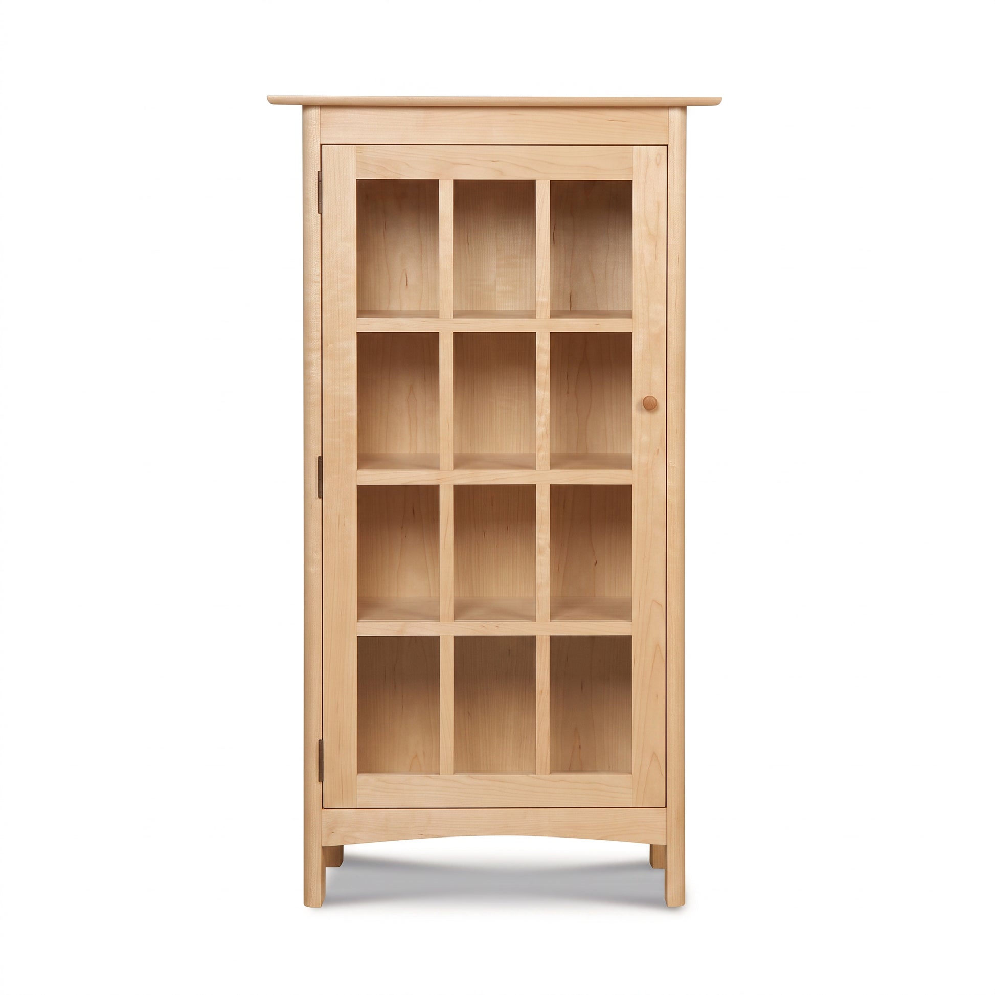 Heartwood Shaker Glass Door Bookcase by Vermont Furniture Designs with 3 shelves, crafted in solid wood and showcasing elegant American craftsmanship.