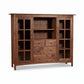 Heartwood Shaker Home Office Center Cabinet in solid wood with glass doors, three drawers, and overhead shelf by Vermont Furniture Designs.
