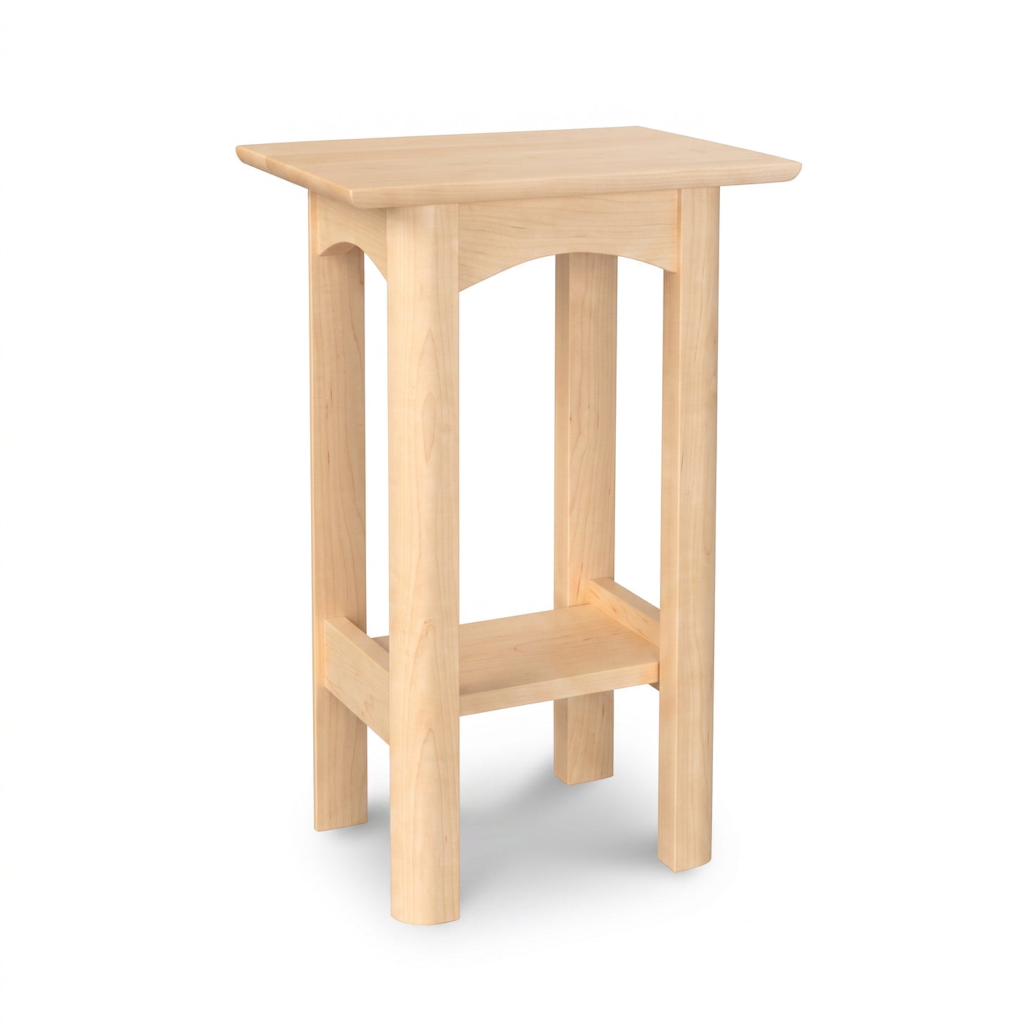Heartwood Shaker End Table, solid wood, handmade in Vermont with classic lines and a lower shelf by Vermont Furniture Designs.