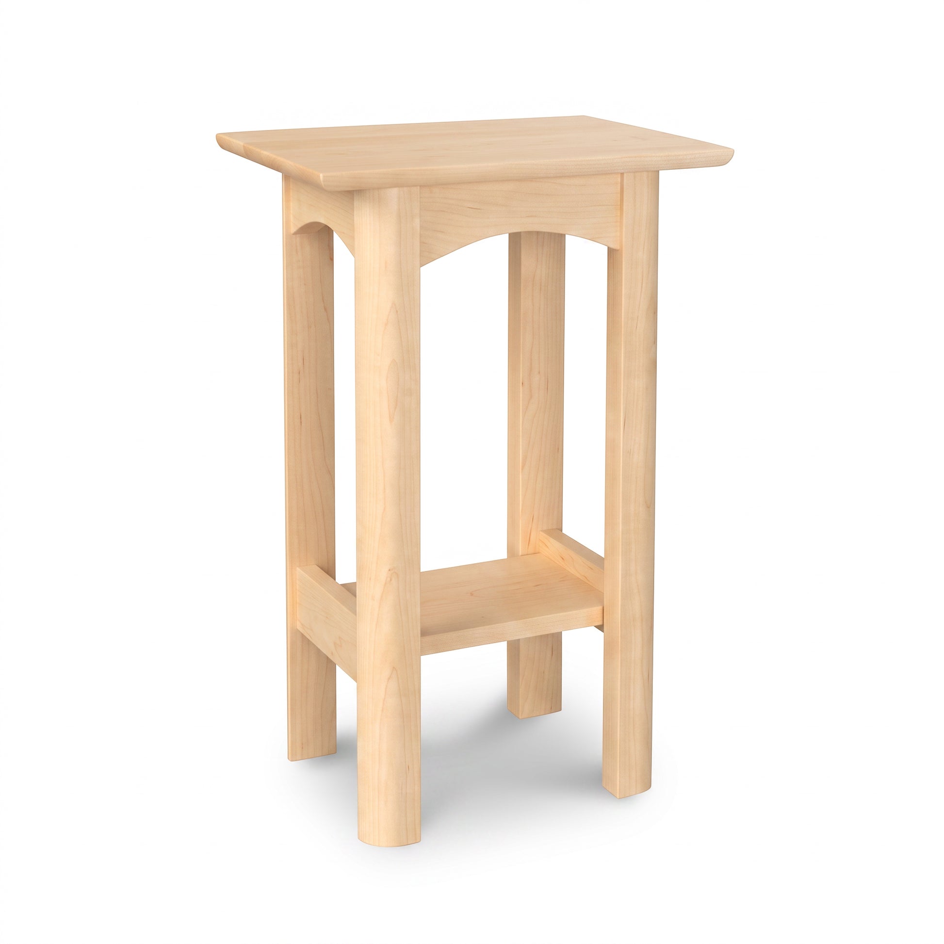 Heartwood Shaker End Table, solid wood, handmade in Vermont with classic lines and a lower shelf by Vermont Furniture Designs.