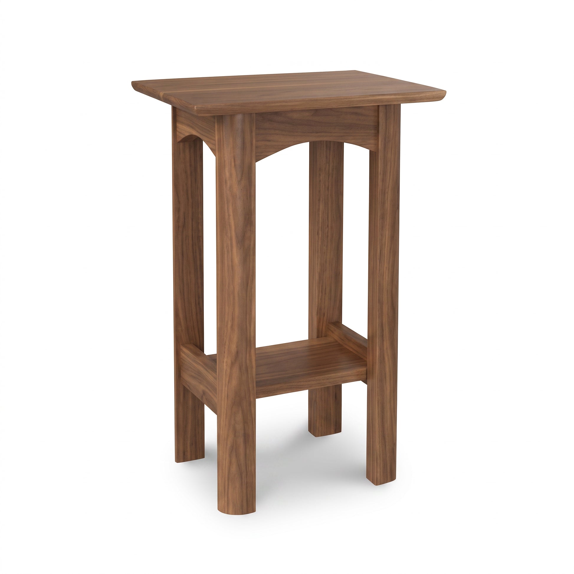 Heartwood Shaker End Table by Vermont Furniture Designs, handcrafted in solid wood with shelf and rectangular top, made in Vermont.