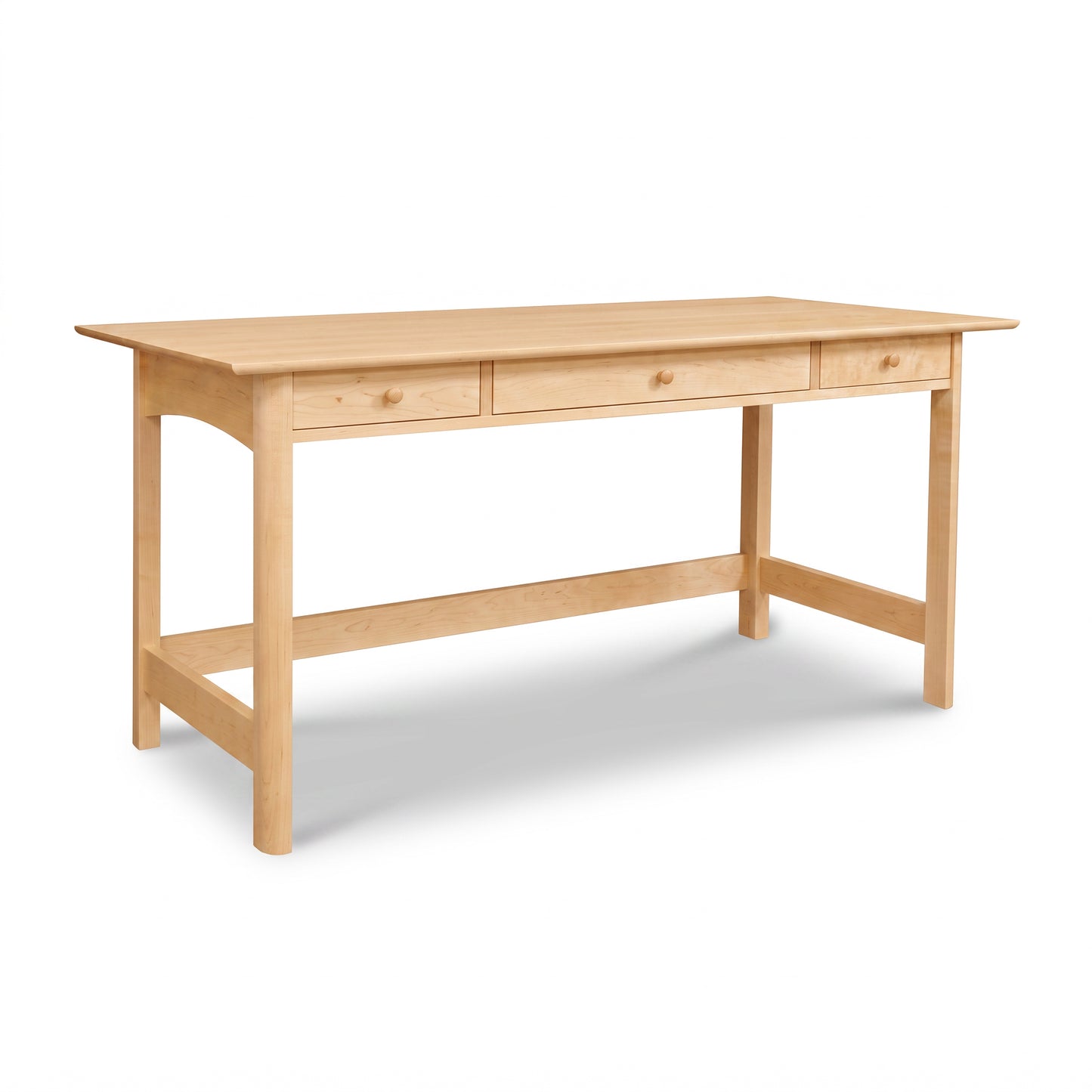 Handmade Heartwood Shaker Library Desk by Vermont Furniture Designs, solid wood with 3 drawers and classic straight legs.