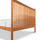 Heartwood Shaker Low Footboard Bed with simple wooden frame, vertical slats, and eco-friendly oil finish by Vermont Furniture Designs.