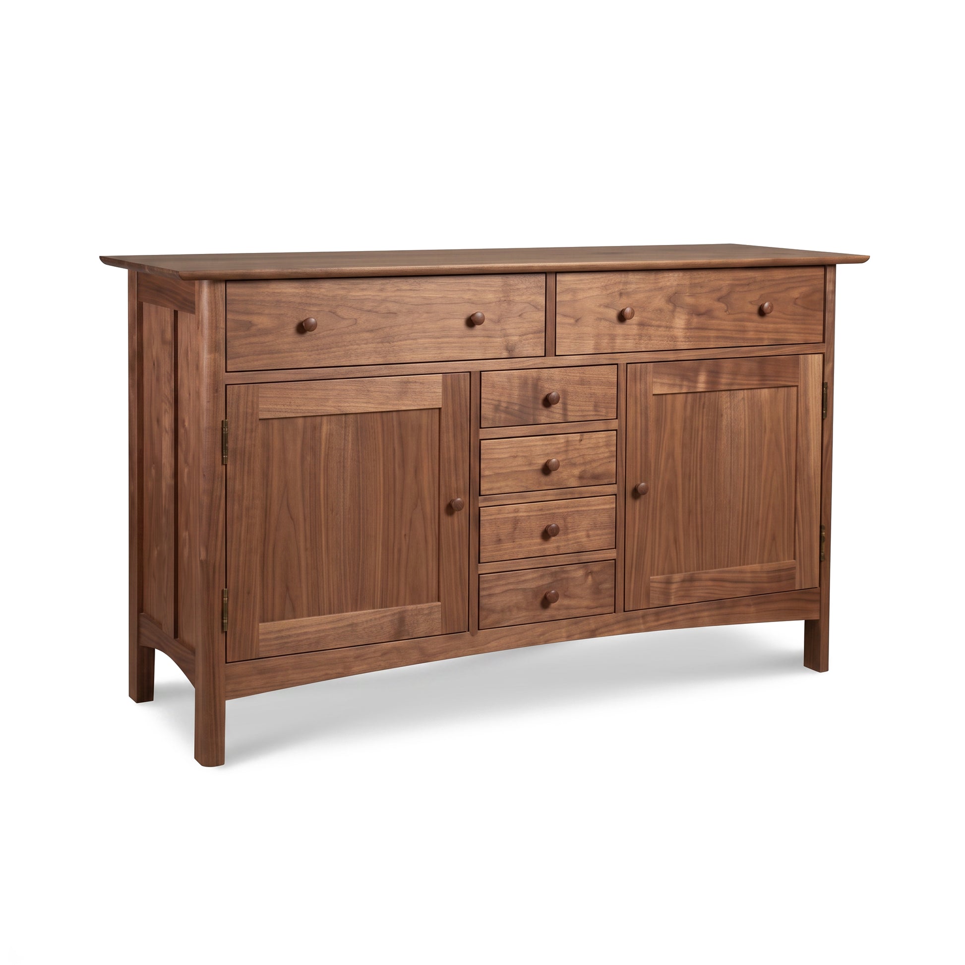 Heartwood Shaker Sideboard by Vermont Furniture Designs in solid hardwood with two large doors and multiple storage drawers, American made.